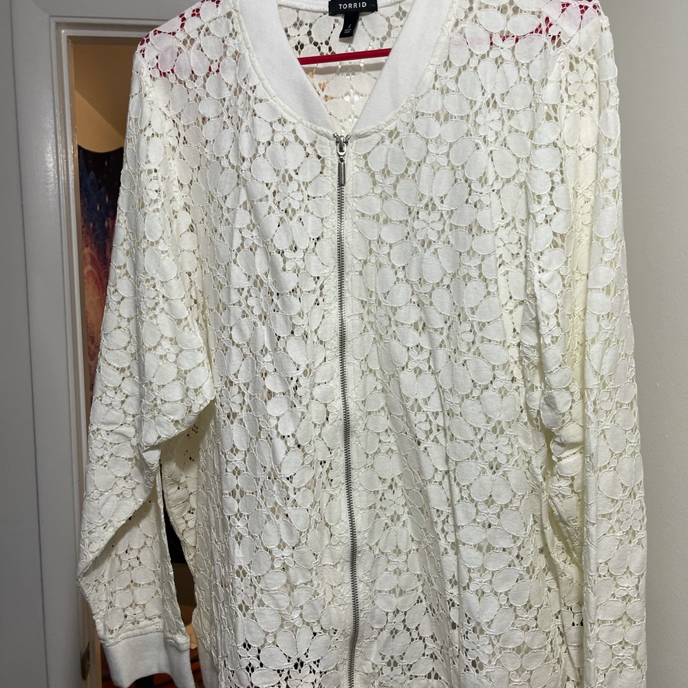 Torrid Floral Lace Zip Jacket